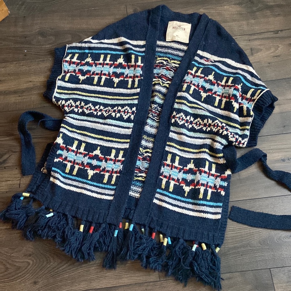 Hollister Southwestern Aztec Boho tassel Sweater Cardigan